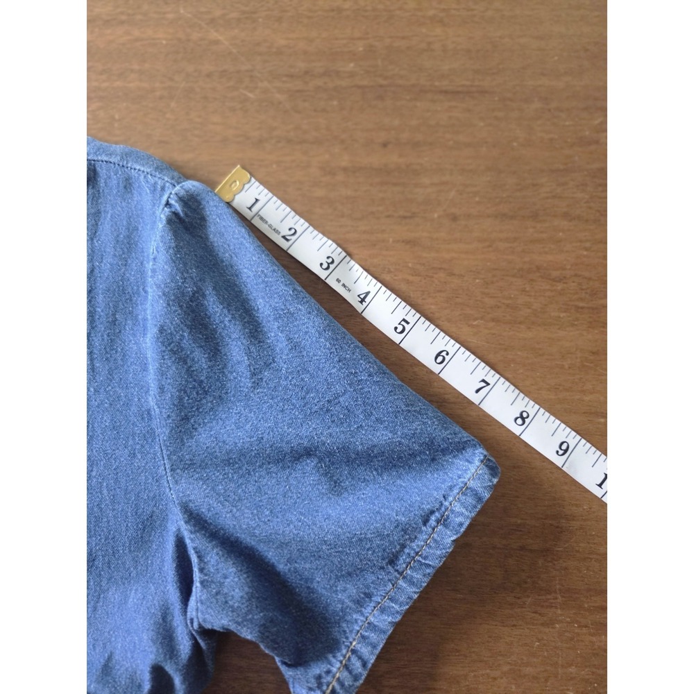 Vtg Denim Dress Women's 10p Pleated Button Up 90s Y2k Hunt Club Modest Teacher - Picture 7 of 10